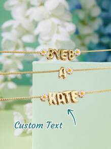 1PC Customized Bubble Letter Name Necklace, Minimalist Design Gift For Mother Or Daughter Back To School Winter Gift Ideas Boy Girl Valentine's Day, Unique Ideal Gifts For Lover One, Best Friends, For Anniversaries, Birthdays, Daily Wear, Prom, Mother's Day