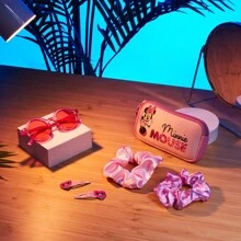 Disney Minnie Mouse Set Sunglasses UV Protection Case 2 Scrunchies Hair Clips Accessories Set Gift - Multicolor - View 2