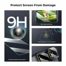 (9pcs/6pcs/3pcs)Hero 13 12 11 10 9 Screen Protector For Go Pro Hero 13 12/11/10/9 Black, Ultra Clear Tempered Glass Screen Protector + Tempered Glass Lens Protector + Tempered Glass Front LCD Display Film