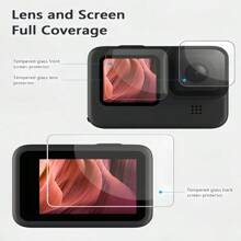 (9pcs/6pcs/3pcs)Hero 13 12 11 10 9 Screen Protector For Go Pro Hero 13 12/11/10/9 Black, Ultra Clear Tempered Glass Screen Protector + Tempered Glass Lens Protector + Tempered Glass Front LCD Display Film