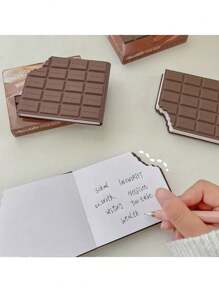 1 件巧克力棒形笔记本 - 香味，哑光饰面，网格页，创意学生迷你记事本，便携式记事本 - 彩色 - 查看 3
