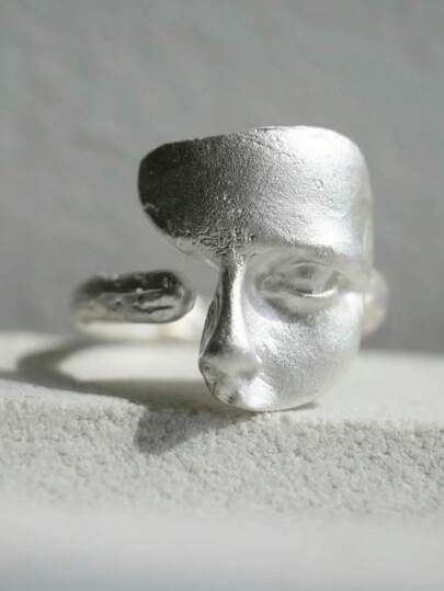 创意神秘面具脸戒指哥特风格个性化面具开口戒指男女珠宝礼物女士日常派对配饰、时尚珠宝、最佳朋友礼物