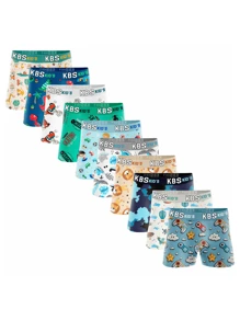 Kit Of 10 Children's Boxer Briefs For Boys In Microfiber Printed Boxer Shorts - Multicolor - Ver 1