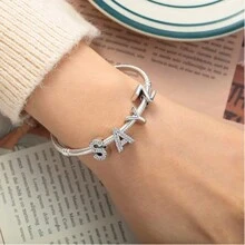 Easvnya Silver Zirconia English Alphabet A-Z Pendant, Suitable For Handmade Bracelets/Necklaces, Minimalist & Fashionable Jewelry Charm, DIY Craft, Women's Birthday Party Gift