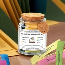 1 个玻璃情感圣经经文罐，阅读我当圣经经文罐的情感和感觉，圣经祈祷卡希望罐，毕业礼物，虔诚祈祷罐愿望玻璃罐许愿瓶桌面装饰瓶爱情礼物许愿瓶批发，圣经学习基督教礼物，适合女性男性妈妈爸爸朋友 - 彩色 - 查看 19