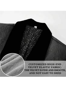 Mens Floral Suits 3 Piece Tuxedo Slim Fit Jacquard Tux Jacket Waistcoat Pants Set Shawl Lapel Blazer For Wedding Prom - Black - View 5