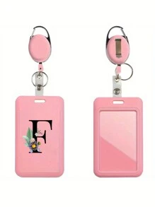 Gepersonaliseerde roze intrekbare ID-badgehouder met sleutelhanger, bedrukt met madeliefjesletters A-Z-patroon, harde ID-badgehouders met intrekbare ID-rol, ID-kaarthouder, plastic creditcardbeschermer, ID-kaarthouder voor verpleegster, dokter, leraar (roze)