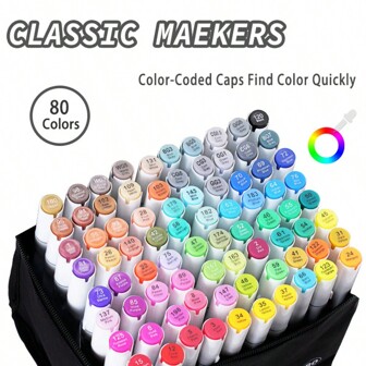  Chen Rui 48/60/80/120/168/180 Colors Dual Tip Art Art Markers Brush & Chisel Permanent Marker Pens With Base Perfect For Artist Adults Anime Coloring Sketching Illustrations And Card Making Gift For Christmas And New Year Back To School- Refillable