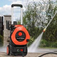 Electric Pressure Washer 3800PSI Max With Nozzles And Telescopic Handle Orange - 1 - View 2