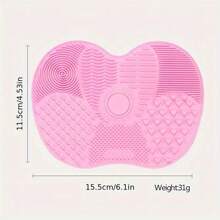 1pc Silicone Apple Shaped Brush Cleaning Mat With Suction Cup, Portable Makeup Brush Cleaner