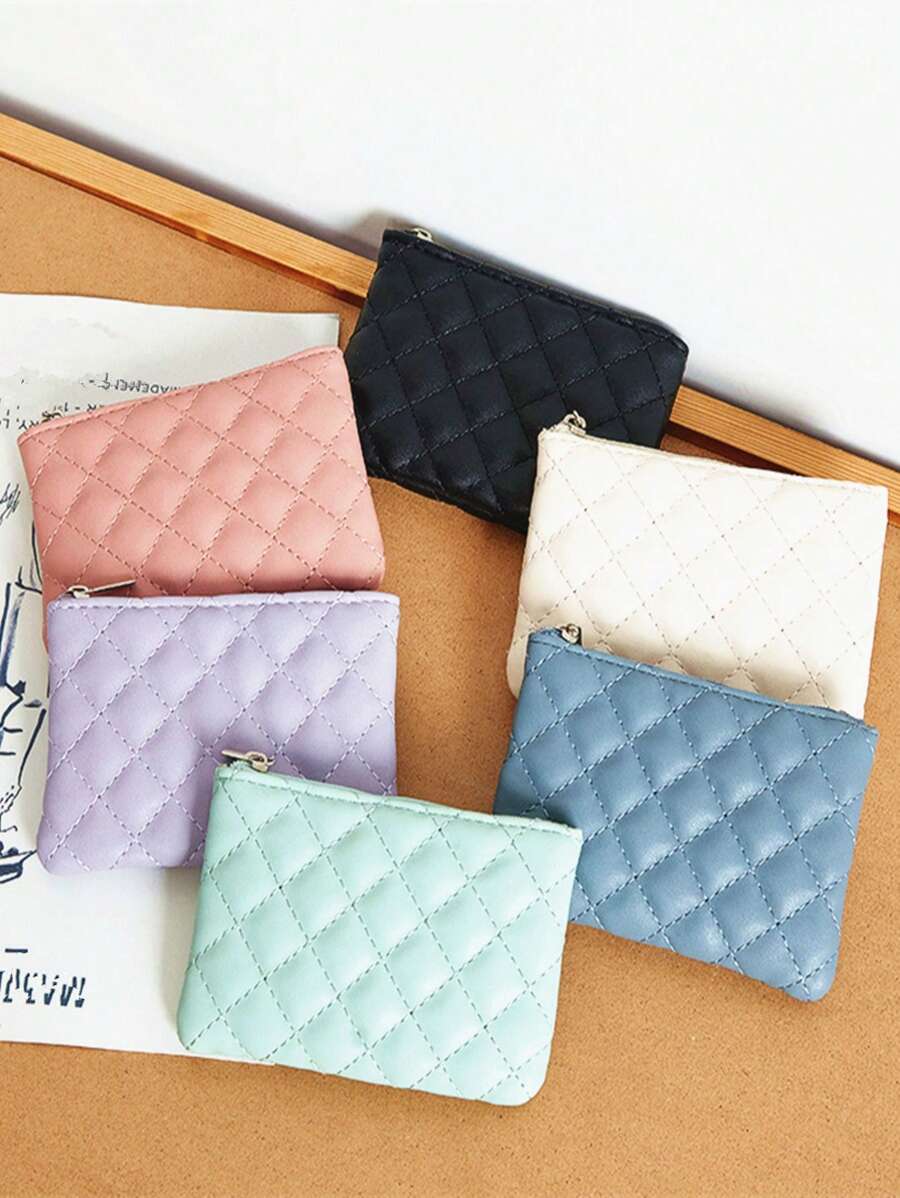 Ladies' Lightweight Diamond Pattern Short Solid Pu Leather Lightweight Fashion For Anniversary For Birthday Gift For Gift White-Collar Workers For Male For Female Hot Pink Business Casual For Women Wallet Mini Wallet Purse Wallet Coin Wallet