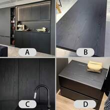 1 Roll Black Wood Grain Removable Peel And Stick Waterproof PVC Wallpaper, Oil Resistant, Suitable For Kitchen, Bedroom, Living Room, Countertops, Furniture, Bathroom Renovation,Renovation Stickers Peel Wall Panels,Wall Paper, Wallpapers,Spring Decoration Items Refresh Your Home,Rama Decoration Stickers Gifts Birthday Graduation Wall Stickers Room Decor Wall Decor Wall Sticker