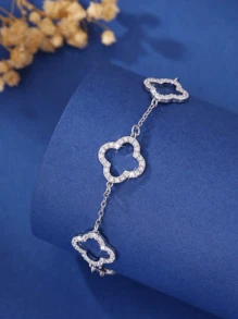 1 件五瓣花 925 纯银手链优雅华丽简约时尚设计女士手链，约会之夜、毕业礼物或日常佩戴的理想选择 - 四葉草 - 查看 6