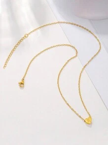 女士不锈钢金色心形和字母项链 - 項鍊 - 查看 2