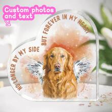 You Smiled With Your Eyes Custom Dog Acrylic Plaque, Personalized Heart Shaped Deceased Pet Plaque, Pet Memorial Gifts,Four Patterns To Choose From
