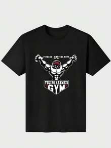 Baki The Grappler T-Shirt Yujiro Hanma Cosplay   Casual Digital Print 220g Pure  Heavy 100% Cotton T Shirt - 黑色 - 查看 1
