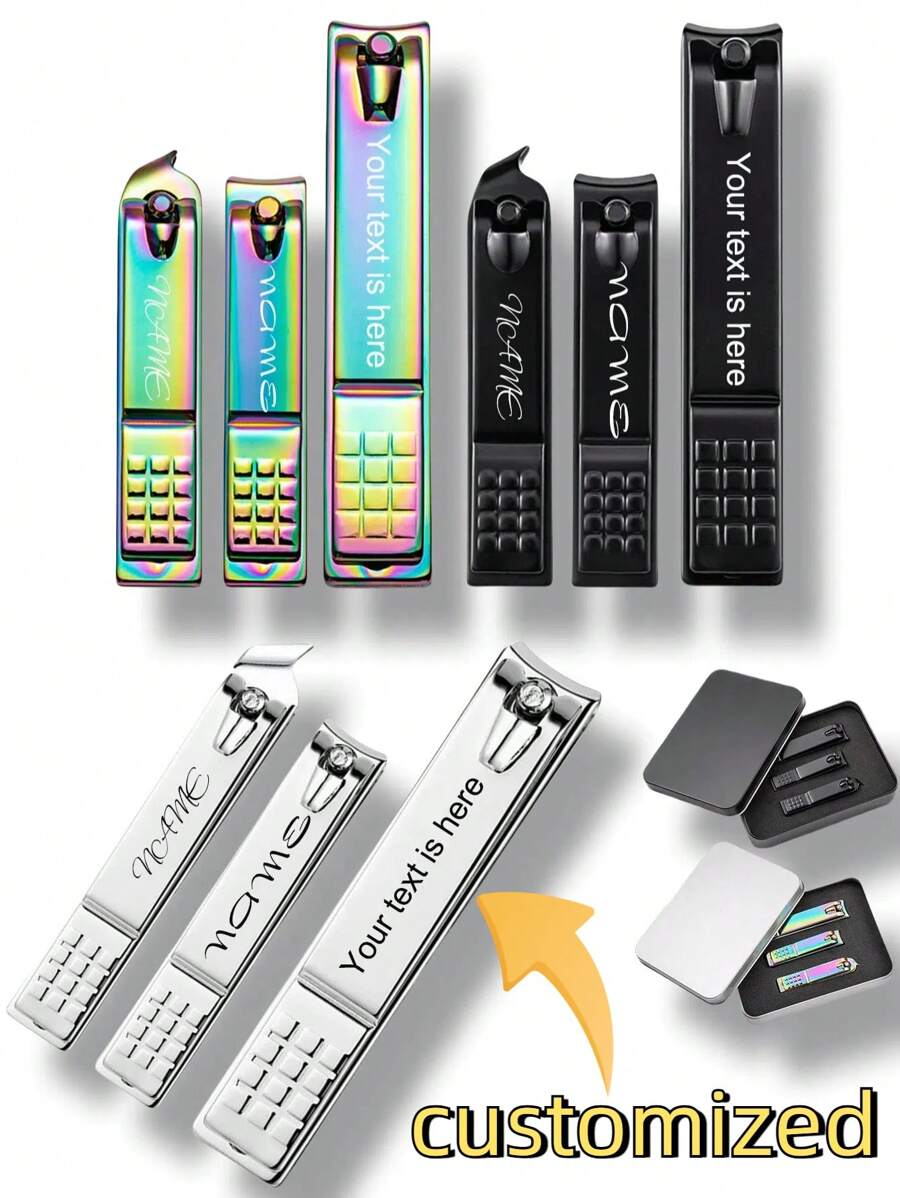 1pc3pc Gift Box Personalized Nail Clippers With Your Name, Customized Stainless Steel Nail Clipper Set Gifts For Men And Women, Nail Clippers Set Matte Stainless Steel Fingernail Clippers, Mother's Day Birthdays ,For Father's Day,For Weddings, Bedroom,For Graduation, For Housewarming Office, School, Home, Bathroom, Living Room,