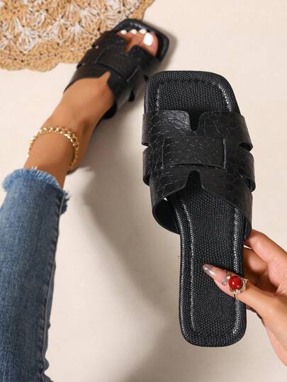 Korean Style Casual Flat Sandals Women's Shoes With Open Toe For Summer, Autumn. Woven Roman Style Beach Slippers For Women, Fashionable For Going Out With Dress Near Seaside. H-Shaped Clip, Bohemian Style Chic Barefoot Sandals, Elegant And Comfortable For Summer Vacation, 2025 Model.