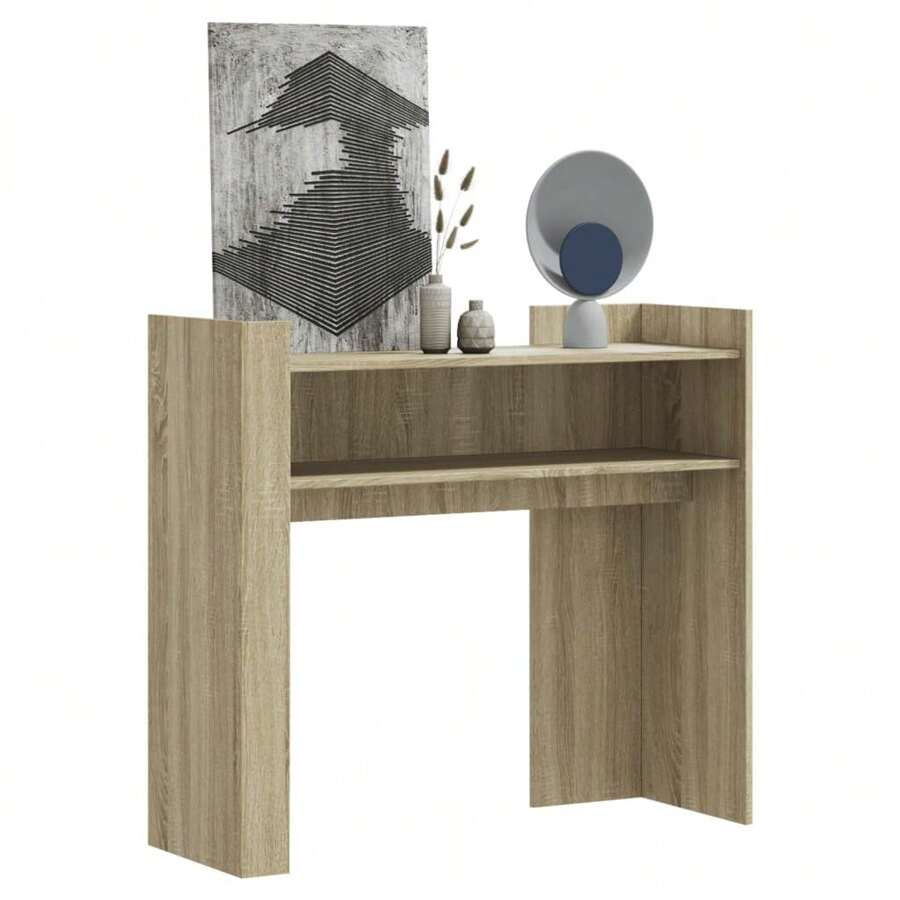 Elegant Sonoma Oak Console Table 105x90 Cm Durable Engineered Wood Home Decor Storage Solution - Brown - View 1