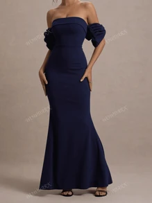 Vestido sin tirantes con espalda abierta y mangas abullonadas para mujer para otoño de WOWDARK
