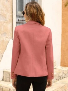 Women's Casual Blazers Long Sleeve Lapel Open Front Work Office Bussiness Warm Blazer Jackets Christmas Gift & New Year Gift - Pink - View 3