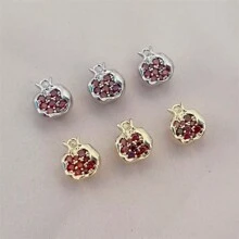 2/5pcs Copper With Cubic Zirconia Geometric Pomegranate Shaped Pendant, For DIY Bracelet, Necklace, Keychain, Jewelry Accessories