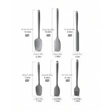 Set de 6 ustensile de bucătărie din silicon Nordic Color - Racletă mare/Racletă mică/Racletă mare/Racletă mică/Pulsă de ulei/Spatulă lungă - Instrumente de copt în culorile macaroanelor, Spatulă pentru cremă de tort - Articole de bucătărie - Pentru pasionații de copt și bucătari amatori - Multicolor - Vizualizare 2