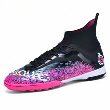 1 par de zapatillas de fútbol/fútbol para exteriores de alta gama unisex, con diseño antideslizante y duradero, tacos de TF para adultos, estudiantes y adolescentes, adecuados para entrenamiento en césped artificial, diseño ligero y de alto rendimiento antideslizante, botas de fútbol profesionales, directa de fábrica - polvo negro - Ver 3