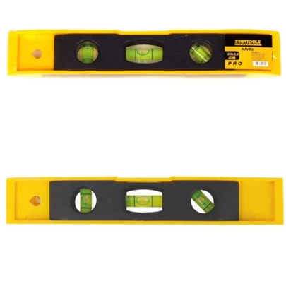 Nível 3 Bolhas de Plástico 23cm Régua Prumo Nivelar Piso Parede Alinhamento Manual Ferramenta Pedreiro