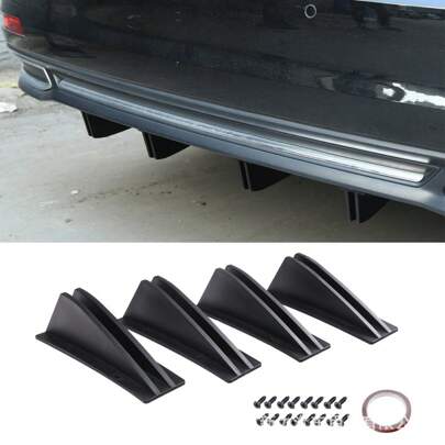 4pcs Automotive General Rear Spoiler Shark Fin Bumper Rear Chassis Split Spoiler Diffuser Automotive Modification Decoration Accessories