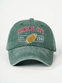 1pc Women's Outdoor Embroidered "KANSAS CITY" Washed Baseball Cap, Adjustable, UV Protection, Casual, Suitable For Spring & Autumn Travel, Fashion & Versatile, Unisex Y2K Style Sun Hat - Baseball Cap - View 4