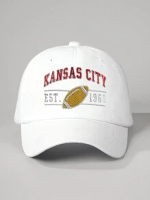 1pc Women's Outdoor Embroidered "KANSAS CITY" Washed Baseball Cap, Adjustable, UV Protection, Casual, Suitable For Spring & Autumn Travel, Fashion & Versatile, Unisex Y2K Style Sun Hat - Baseball Cap - View 2