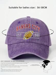 1pc Women's Outdoor Embroidered "KANSAS CITY" Washed Baseball Cap, Adjustable, UV Protection, Casual, Suitable For Spring & Autumn Travel, Fashion & Versatile, Unisex Y2K Style Sun Hat - Baseball Cap - View 6