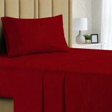 Luxurious Ultra Soft 3-Piece Bamboo Fiber Bed Sheet Set With Deep Pockets - Twin - Burgundy - View 2