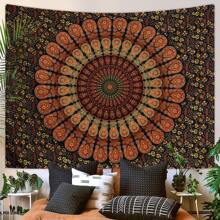 1pc Peacock Mandala Flower Pattern Tapestry, Boho Room Living Room Wall Decor Backdrop Wall Hanging, Hippie Vintage Decor Gifts Birthday Graduation - Multicolor - View 6