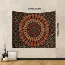 1pc Peacock Mandala Flower Pattern Tapestry, Boho Room Living Room Wall Decor Backdrop Wall Hanging, Hippie Vintage Decor Gifts Birthday Graduation - Multicolor - View 13