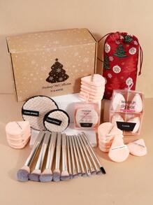 MAANGE ﻿ ﻿13Pcs Professional Soft Long Aluminum Tube Makeup Brushes With Storage Bag Christmas Gift Box+27pcs Powder Puff Accessories,Foundation Brush, Eyeshadow Brush, Eyebrow Brush, Blending Brush,Highlight Brush,Concealer Brush,Makeup Brush For Powder Liquid Cream,Makeup Tool With Soft Fiber For Easy Carrying,Brush For Travel,Christmas Theme Gifts For Women&Girls - 金色 - 查看 12