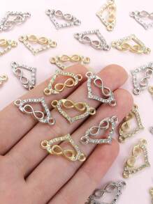 15 件小巧可爱水钻镶嵌空心心形连接器，带无限符号/幸运数字 8 设计 - 情侣手链、项链、脚链 DIY 无限爱链接吊坠 - 情人节礼物的理想选择