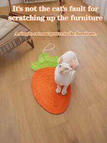 猫抓板 | 胡萝卜猫抓板 | 小猫天然剑麻抓板，猫爪维护板，猫娱乐配件，可爱的抓垫用于磨爪，玩耍 - 橘色 - 查看 3