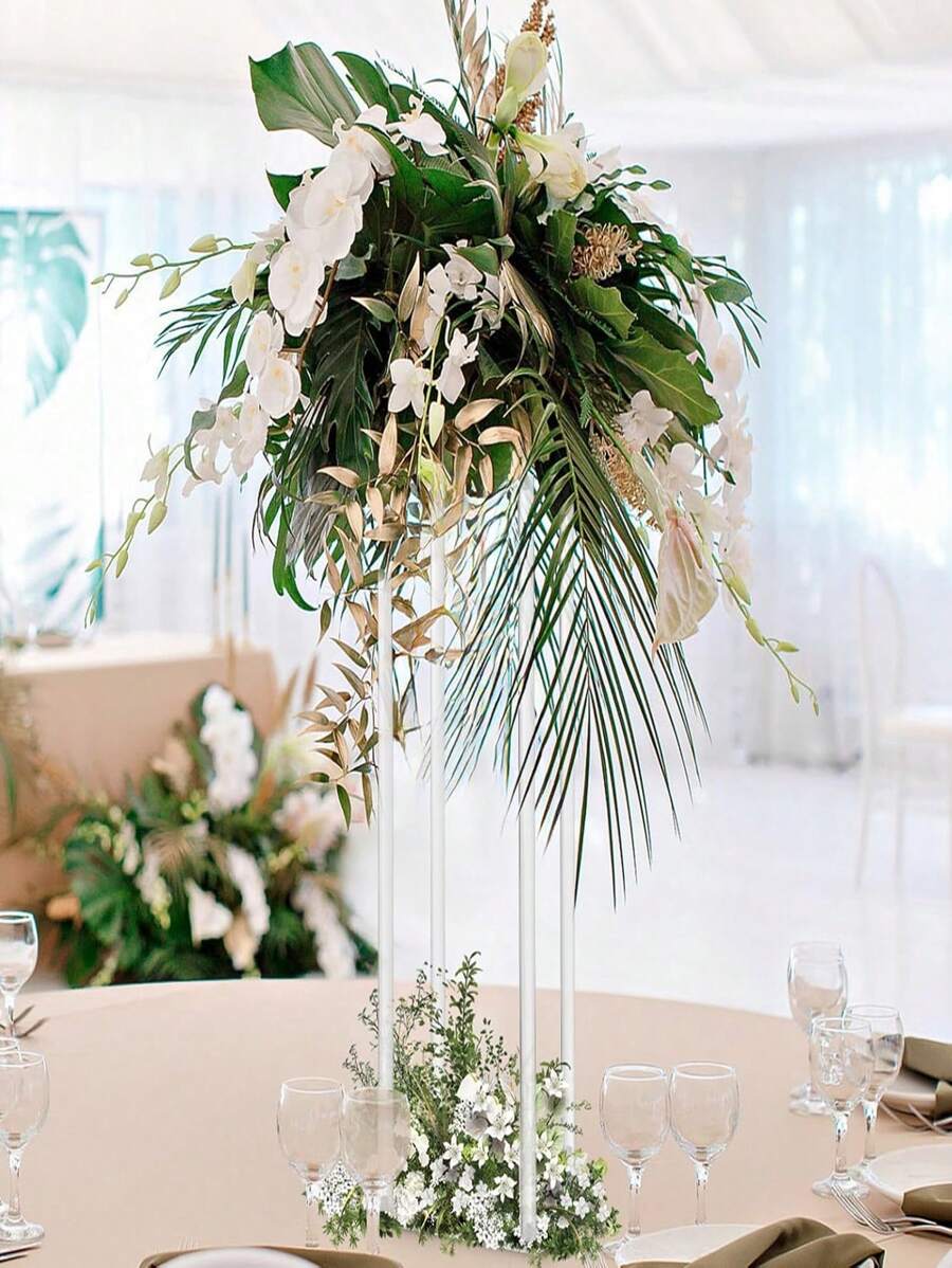 透明亚克力装饰花架 - 多功能方形/圆形婚礼桌中心装饰展示架，适用于家庭、婚礼和派对装饰户外装饰 - 無色 - 查看 1