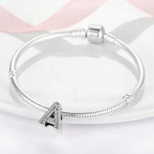 Easvnya Silver Zirconia English Alphabet A-Z Pendant, Suitable For Handmade Bracelets/Necklaces, Minimalist & Fashionable Jewelry Charm, DIY Craft, Women's Birthday Party Gift