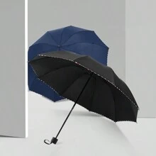 1pc Classic British Plaid Umbrella, Edge-Bound Umbrella, 10K Impact Fabric Umbrella, Manual Folding Umbrella, Solid Color Sun Umbrella, Elegant Business Umbrella Design, Large Single-Person Sun/Rain Umbrella, Gift Umbrella, Reinforced Windproof Umbrella, Travel Umbrella, Waterproof Umbrella, Enlarged Double-Person Umbrella, Photography/Wedding Umbrella