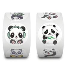 500 张卡通熊猫贴纸卷，可爱卡通美学涂鸦，有 10 种图案，适用于水瓶、笔记本电脑、手机、滑板、吉他、手提箱、剪贴簿、安全帽、青少年剪贴簿礼物和派对装饰 - 彩色 - 查看 1