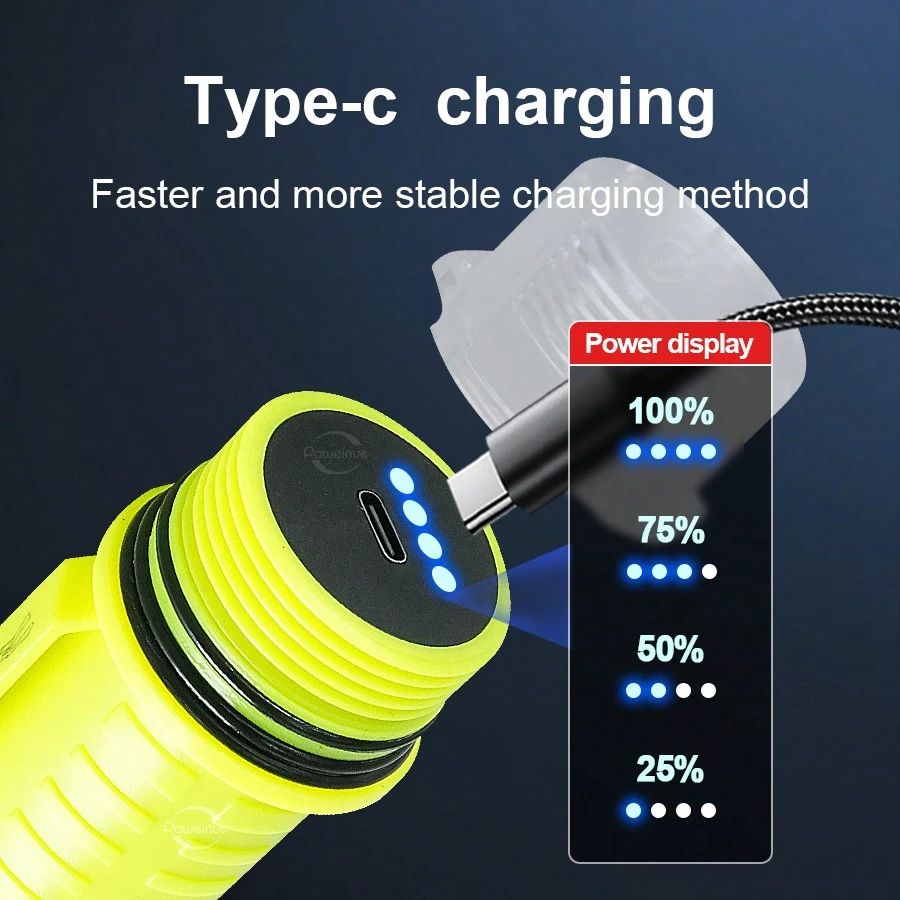 Torcia Subacquea TrustFire DF50 | 6500 Lumen, LED Ricaricabile USB-C, Impermeabile 70 Metri