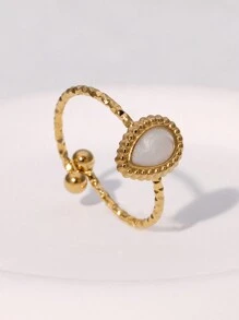 1 Stück eleganter vintage Design luxuriöser goldbeschichteter Edelstahl Tropfenring, geeignet für Damen für Alltag, Dates und Feiern