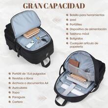 Mochila para Laptop 15.6 Pulgadas,Mochila de Viaje para Computadora Portátil,Mochilas para Mujer Hombre para Trabajo,Estudios,Viajes,Negocios,Mochila Juvenil Gran Capacidad - Negro - Ver 8