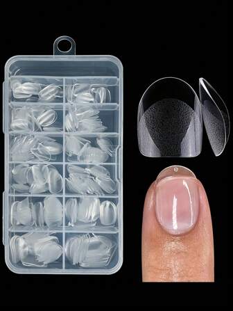 240pcs Gel Nail Tips Short Round Oval Shape, Clear Soft Gel Nail Tips Pre-Shaped Full Cover False Nails Gelly Tips For Gel Nail Polish Soak Off Easy Nail Extensions Acrylic Press On Nails Diy Nails