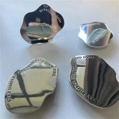不对称 3D 金属镜面手机支架，适用于 、Android 手机的手机握把，生日、家人、朋友的礼物，推拉式手机握把，手机配件