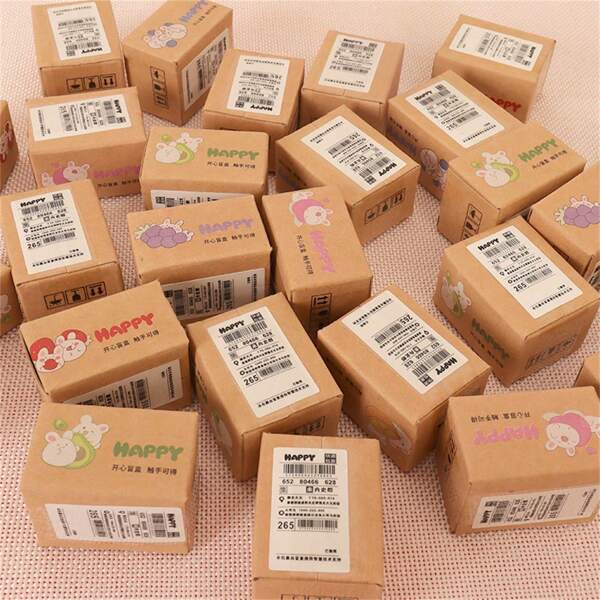 6pcs/12pcs/18pcs Dollhouse Mini Colorful Pattern Mailbox Paper Craft Box, Creative Small Gifts, Candy Fillers, Party Favors, Collectibles, Dollhouse Decor, Surprise Blind Box Packaging, Birthday Gifts
