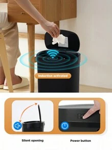 2/3 Set 13 Gallon Trash Can Kitchen Trash Can Automatic Garbage Can With Lid Touch Free High-Capacity Motion Sensor For Home Kitchen Bedroom Bathroom Office - 粉色 - 查看 2